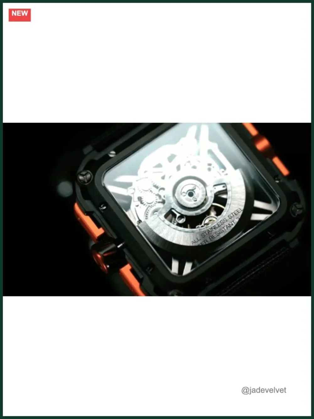 Automatic Skeleton Watch Men Women 48mm Sapphire Crystal Silicone Strap